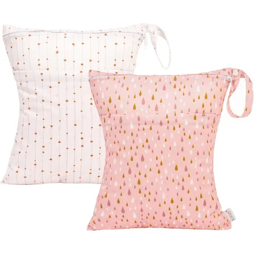 ALVABABY 2pcs Cloth Diaper Wet Dry Bags Waterproof Reusable with Two Zippered Pockets Travel Beach Pool Daycare Soiled Baby Items Yoga Gym Bag for Swimsuits or Wet Clothes L-YX130131