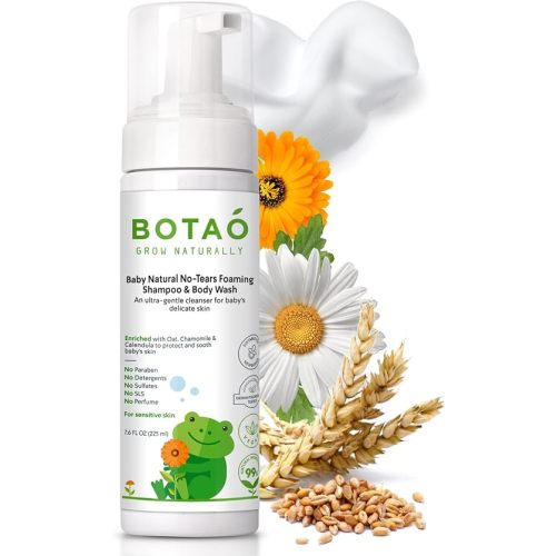 Baby Sensitive Tear Free Foaming natural Shampoo & Body Wash – Fragrance Free 99% Natural Ingredients Ultra Gentle Vegan Baby Shampoo & Body Wash