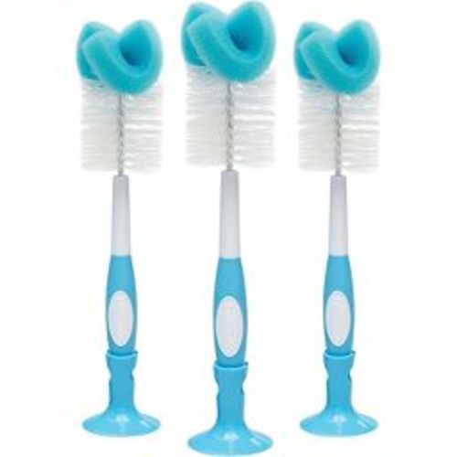 Dr. Brown's Baby Bottle Cleaning Brush, Sponge and Bristle Brush with Nipple Cleaner -3pk - Blue