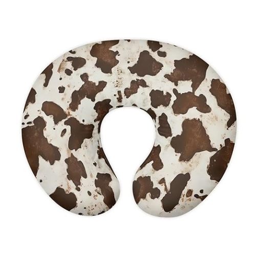 Brown Cowhide Nursing Pillow Cover for Baby Boy Soft Breastfeeding Pillow Slipcover Cow Baby Girl Newborn U-Shaped Breastfeeding Pillow Covers Fits for Infant Support