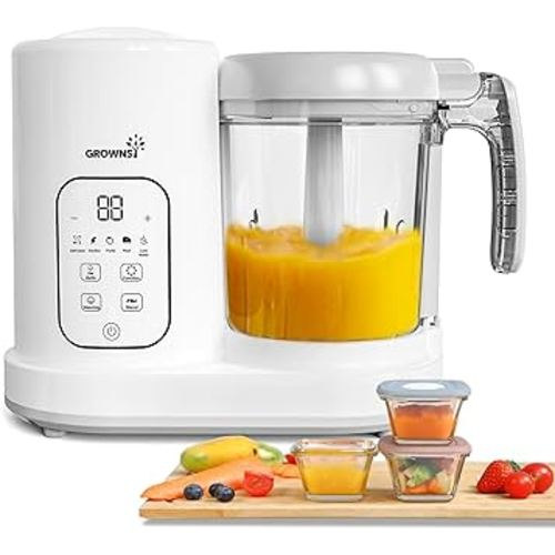 GROWNSY Baby Food Maker | Baby food Processor | All-in-One Baby Food Puree Blender Steamer Grinder Mills Machine Auto Cooking & Grinding with Self Cleans Touch Screen LCD Display, BPA Free