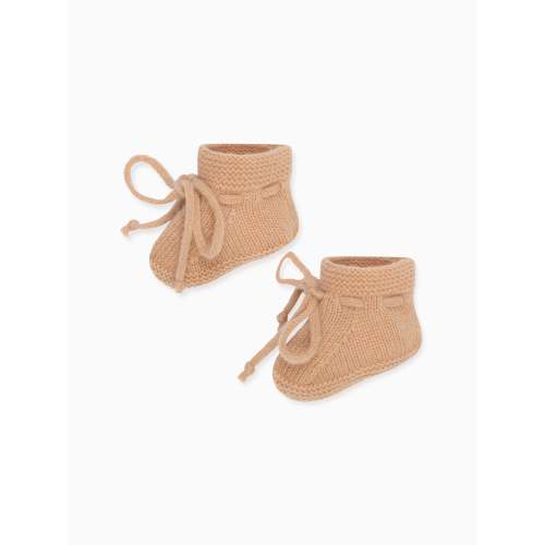 Camel Melange Evita Cashmere Baby Booties