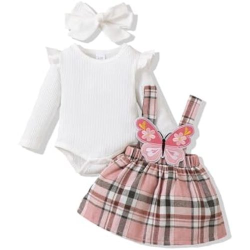 Newborn Infant Baby Girl Dress Clothes Winter Outfits Top Romper Overalls Dresses Suspender Skirt Set for Girls