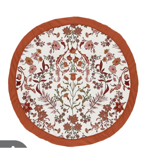 Boho Floral Wildflower Rust Orange and Ivory Collection Playmat