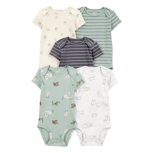 Carter’s (NB-6 Month) Baby Boy 5-Pack Dog Short-Sleeve Cotton Bodysuits