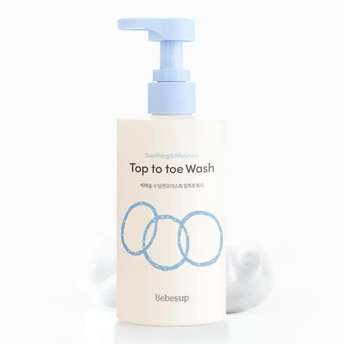 BEBESUP Soothing & Moisture Head to Toe Wash | No.1 Baby Care Brand in Korea, pH-Balanced, Organic Rice Cera Biome, Hypoallergenic, Dermatologist Approved, Safe for Newborns to Adults, 10.14 fl. oz