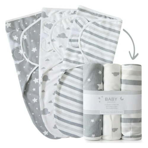 Moonlight20015 Organic Cotton Newborn Baby Swaddle Blanket 0-3Months Unisex Gray 3 Pack
