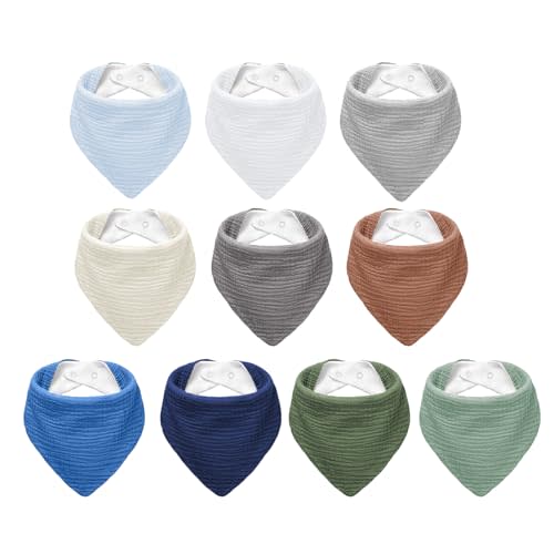 NISXABEBE Muslin Baby Bibs,Soft Triangular Baby Bandana Drool Bibs for Baby Boy Girl,Solid Colors Bib for Drooling Teething