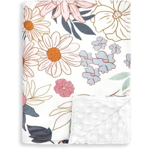 Baby Blankets, Flower Mink Toddler Blanket for Girls, Dotted Backing, Double Layer, Crib Receiving Blanket, for Nursery/Stroller/Toddler Bed/Carseat, 30 x 40 Inch