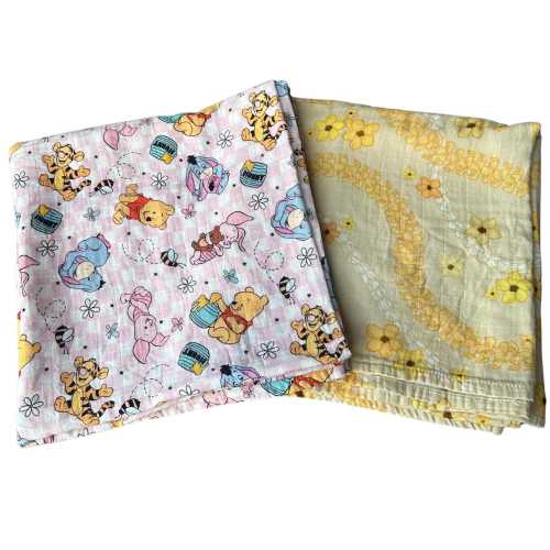 Baby Muslin Swaddle Blanket | Bamboo Cotton Swaddle Blanket | Puakenikeni Lei | Baby Pooh