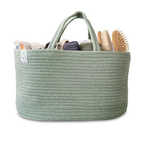 Natemia Premium Baby Diaper Caddy Organizer (Lily Pad)- Gift for Baby Shower, Registry Must Have - Portable Diaper Organizer for Changing Table - Newborn Essentials - Nursery Basket - Basket For Gifts