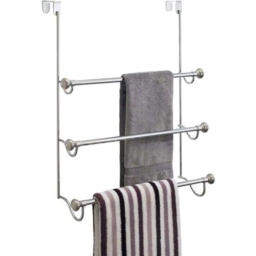 iDesign Over the Door Towel Rack, The York Collection, 1.5” x 7” x 22.8”, Brushed Nickel