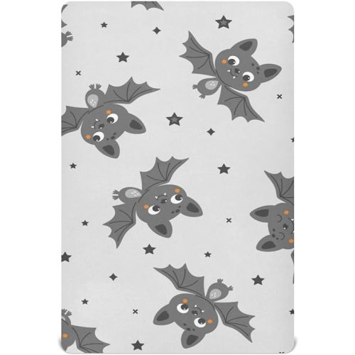 Bat Crib Sheets for Boys Girls,Breathable Skin-Friendly Nursery Bedding Sheet for Standard Crib and Toddler Mattress,S-39 * 27 * 5Inch