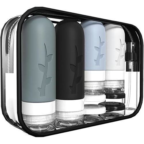 18pack Travel Bottles for Toiletries,TSA Approved Silicone Travel Containers jar for Toiletries,Leak Proof Refillable Liqus Shampoo And Conditioner Travel Essentials toiletry Bottles