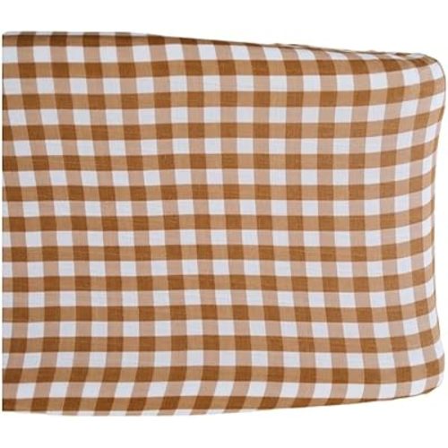 Mebie Baby Changing Pad Cover, Gingham, 100% Muslin Cotton Changing Table Pad Cover for Baby Boy and Girl, Designer Nursery Decor Covers, Diaper Changing Pad Cover for Changing Station