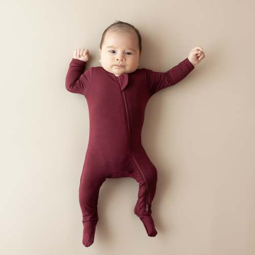Zippered Footie in Burgundy