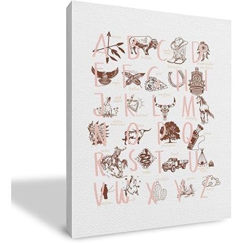 Qvapt Western Wall Art, Cowboy Nursery Decor, Pink Canvas Print, 11x14inch, Wall Mount