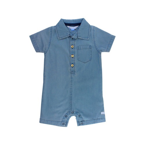 Light Wash Denim Romper, 6-12 M