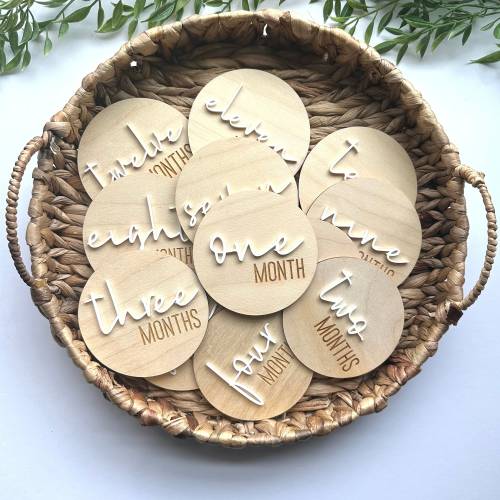 Milestone Discs, Baby Milestone Cards, Baby Shower Gift, Newborn Photo Prop, Wooden Milestone Cards