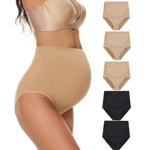 Maternity Underwear Over Bump, Seamless Maternity Support Panties, Plus Size, Multi Pack