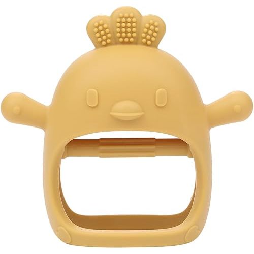 AIXMEET Baby Teething Toys,Silicone Baby Teether for Babies 0-6 Months, Mitten Teething Toy for Soothing Sore Gums, Never Drop Infant Hand Teether,Baby Chew Toys for Sucking Needs,Yellow