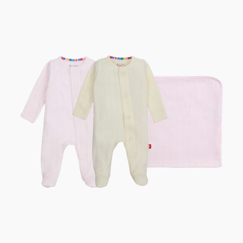 Magnetic Me Pointelle Organic Magnetic 3 Piece Gift Set - Cotton Candy Pointelle, 0-3 M