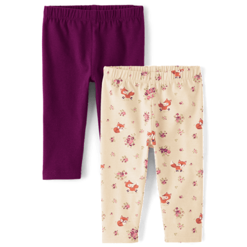 Baby Girls Fox Leggings 2-Pack - Purple