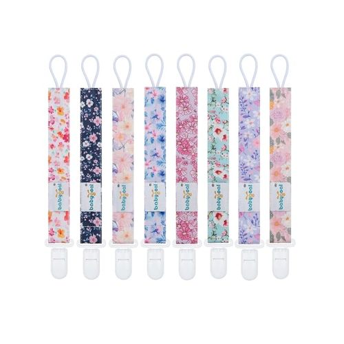 Babygoal Flower Pacifier Clips, 8 Pack Binky Paci Holder Clips for Baby Boys and Girls Fits for Most Pacifier, Binkie Styles & Baby Teethers & Toys and Gift 8PS47-B