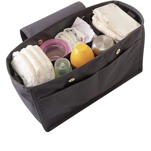 enreve Purse Organizer Insert, Handbag Tote Organizer, Diaper Bag for Longchamp and More (GREY)