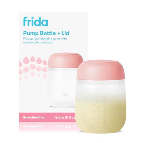 Frida Mom 2-in-1 Manual Breast Pump Silicone Bottle, Milk Collector, 5oz | Includes Replacement Lid, Milk Collector for Breastfeeding, Easy to Clean and Use Daily