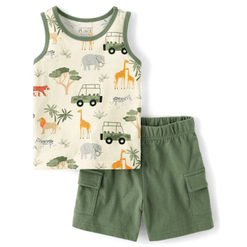 Baby And Toddler Boys Safari 2-Piece Outfit Set - Green
