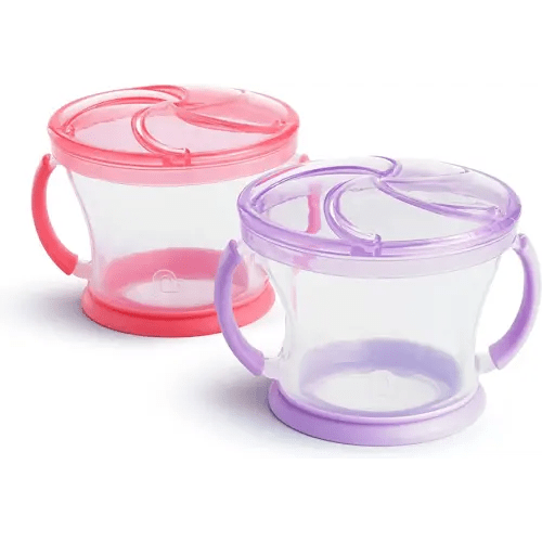 Munchkin® Snack Catcher® Toddler Snack Cups, 2 Pack, Pink/Purple
