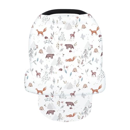 Terriboo Nursing Cover for Newborn Breastfeeding Multi Use Infant Stroller Canopy Unisex Baby Car Seat Cover High Chair Cover Shopping Cart Cover for Baby Boy and Girl (Animal 2)