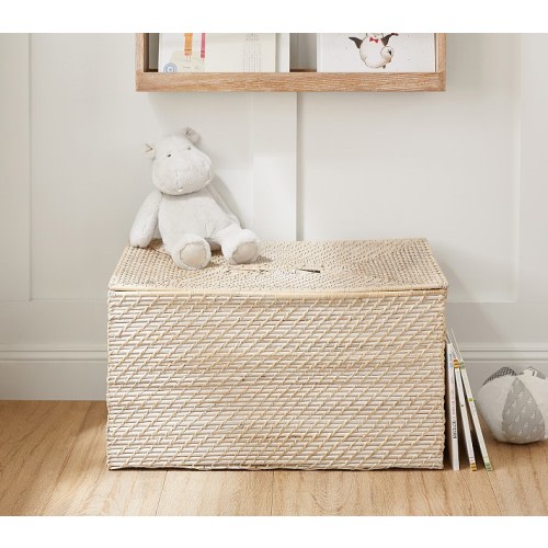 Quinn White Washed Lidded Storage | Pottery Barn Kids