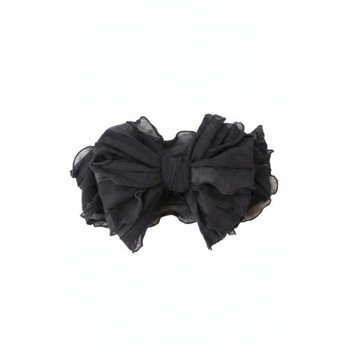 Large Ruffle Knit Bow | Black