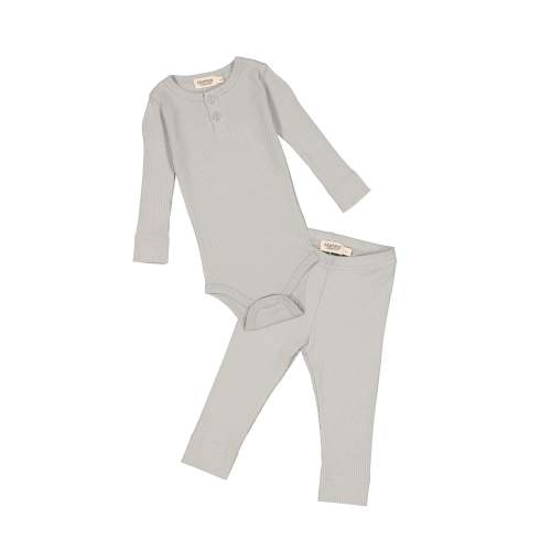 Basic Rib Henley Bodysuit & Leggings Set