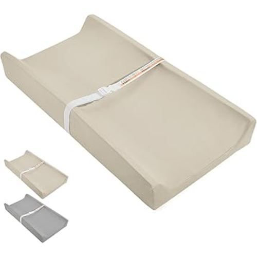 Baby Changing Pad, Waterproof & Wipeable Vegan Leather Diaper Changing Mat 31" x 16", Comfortable Soft Standard Size Infant Diaper Mat for Dresser and Table, Taupe (Beige)