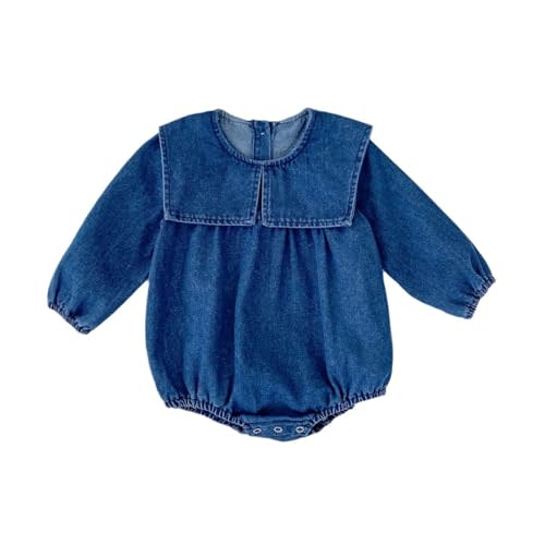 HOOLCHEAN Baby Infant Girls Spring Fall Denim Romper with Cute Big Collar
