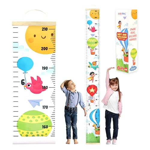 KooKooBaby Kids Growth Chart for Wall - 82"x7.9" Premium Canvas Removable Height Chart for Kids Height Measurement for Wall, Height Chart Measuring for Kids & Baby, Child Height Wall Chart