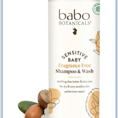 Babo Botanicals Sensitive Baby Fragrance-Free 2-in-1 Shampoo & Wash - Shea Butter, Calendula & Aloe Vera - EWG Verified - Cruelty-Free - Vegan - Pediatrician Tested - For Babies & Kids