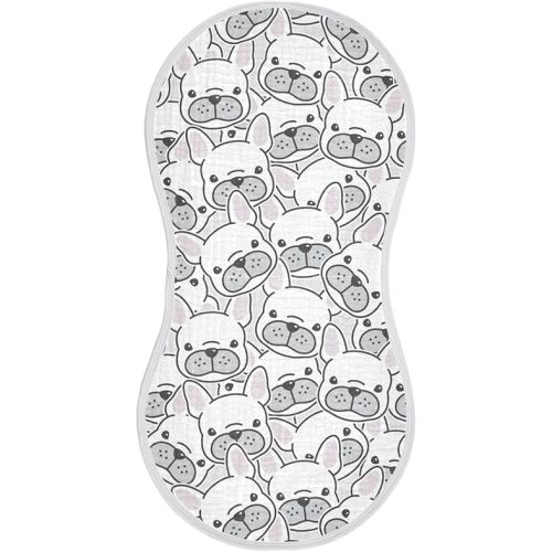 vvfelixl Burp Cloths Dog French Bulldog for Baby Boy Girls Baby Washcloths Burp Rags 1 Pack White