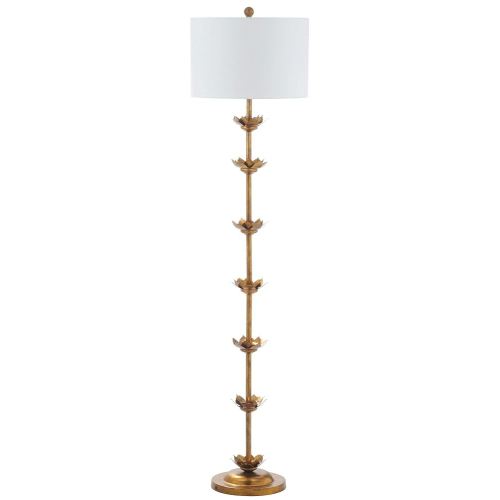 Safavieh FLL4003A Lighting Collection Landen Leaf 63.5" Antique Gold Floor Lamp, Metal