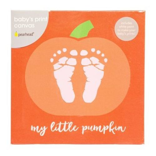 Pearhead My Little Pumpkin Halloween Canvas for Baby's Footprints: DIY Art Kit, Includes Paint & Canvas Board