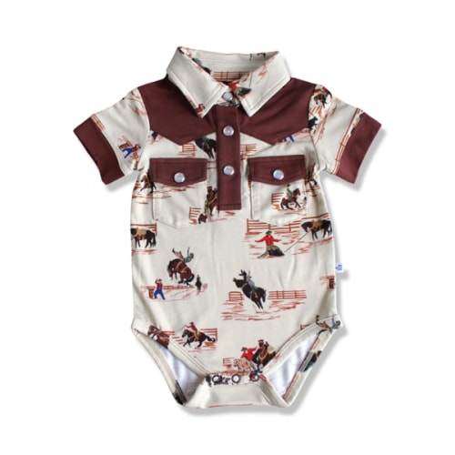 Prescott Western Pearl Snap Collared Short Sleeve Bodysuit