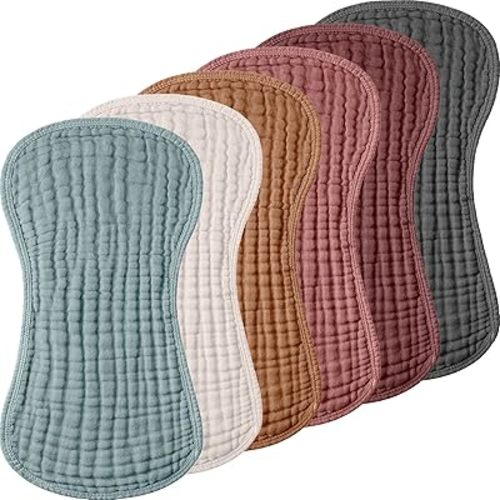 Frienda Muslin Burp Cloths 6 Pack Cotton Large 20''x 9'' Extra Absorbent and Soft Baby Burping Cloth for Baby Boy Girl Unisex(Fresh Colors)