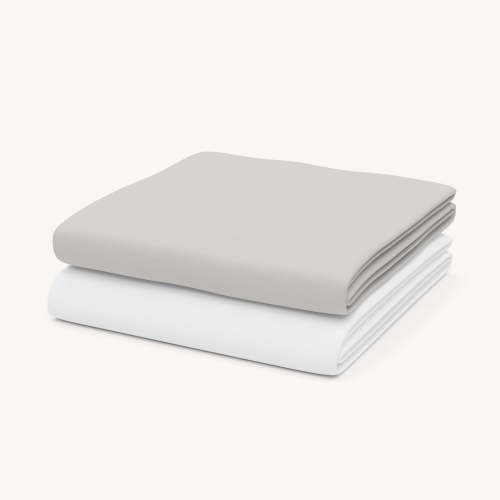 Nestig Wave Crib Mini Crib Solid Sheet Set - White/Gray