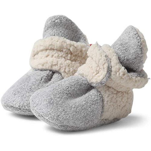 Zutano Cozie Fleece Baby Booties, Unisex, For Newborns and Infants - Heather Gray Furry