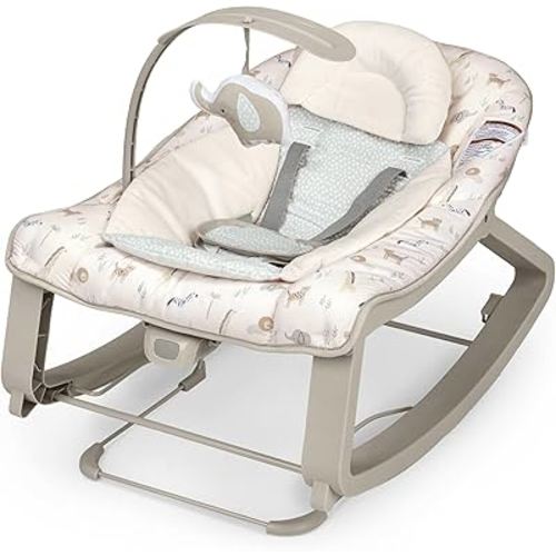 Ingenuity Keep Cozy 3-in-1 Grow with Me Vibrating Baby Bouncer, Seat & Infant to Toddler Rocker, Vibrations & Toy Bar, 0-30 Months Up to 40 lbs (Green)