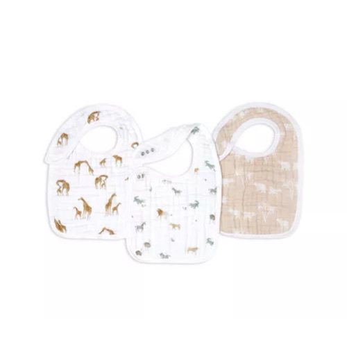 Safari Dreams Organic Cotton Muslin Snap Bibs | aden + anais