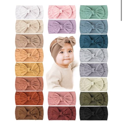 Prohouse 20PCS Baby Nylon Headbands Hairbands Hair Bow Elastics for Baby Girls Newborn Infant Toddlers Kids(Clay)